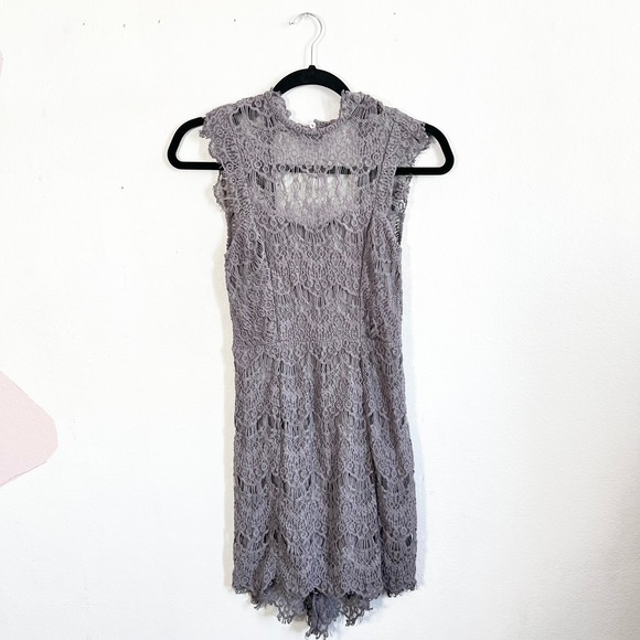 Free People Dresses & Skirts - Intimately Free People Daydream Bodycon Lace Open Back Dress Size Gray XS
